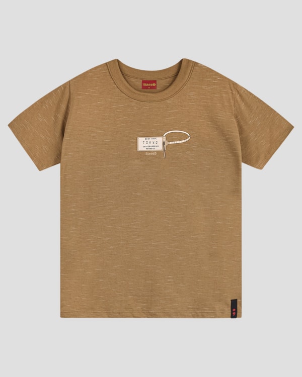 Camiseta Juvenil Masculina em Malha Jet com Estampa BaseD Marrom