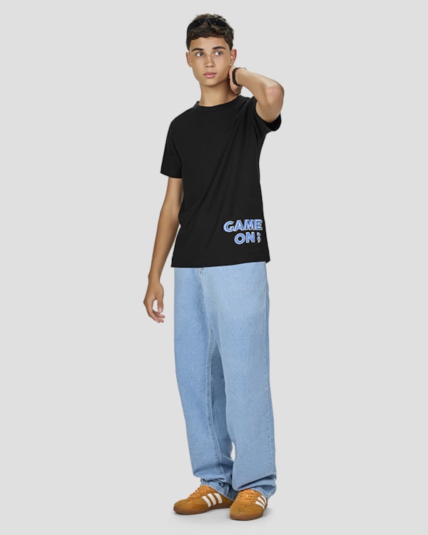 Camiseta Juvenil Masculina em Meia Malha Estampa Game - BaseD - Preto