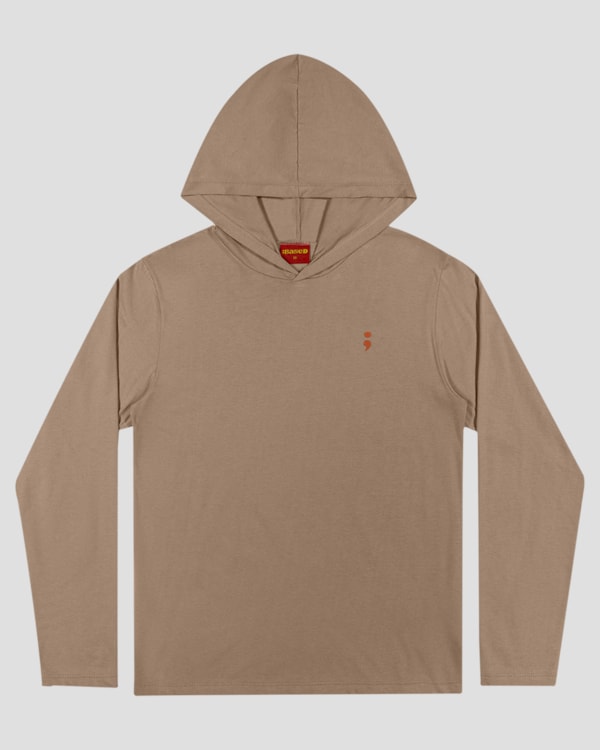 Camiseta Juvenil Masculina Manga Longa com Capuz - BaseD - Marrom