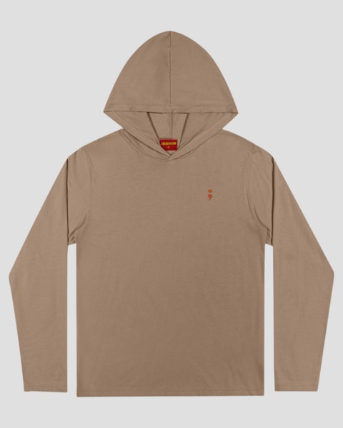 Camiseta Juvenil Masculina Manga Longa com Capuz - BaseD - Marrom