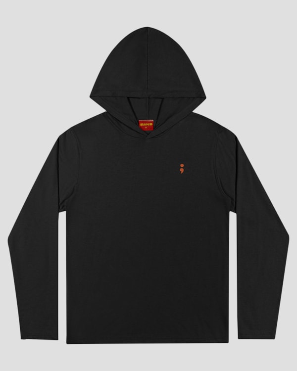 Camiseta Juvenil Masculina Manga Longa com Capuz - BaseD - Preto