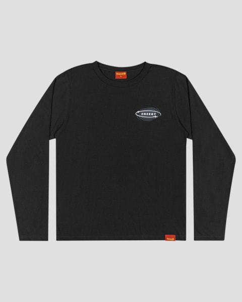 Camiseta Juvenil Masculina Manga Longa com Estampa - BaseD - Preto