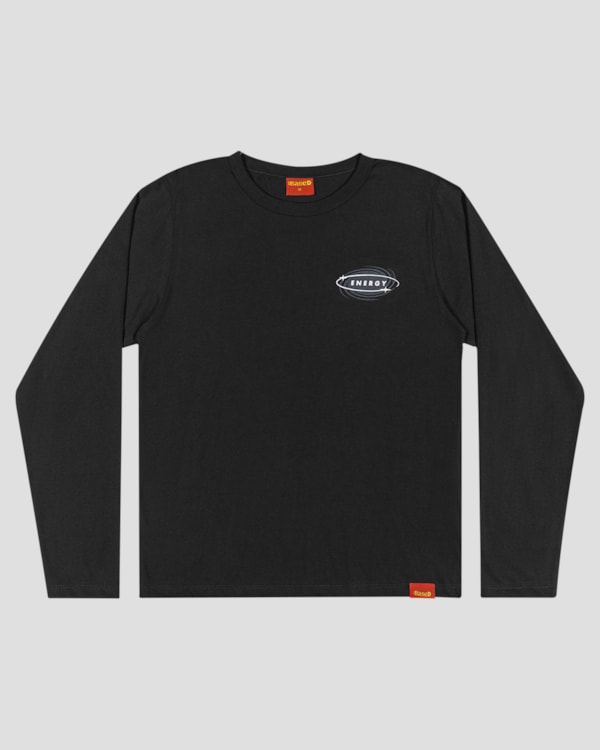 Camiseta Juvenil Masculina Manga Longa com Estampa - BaseD - Preto