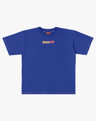 Camiseta Juvenil Masculina Oversized com Estampa Costas - BaseD - Azul