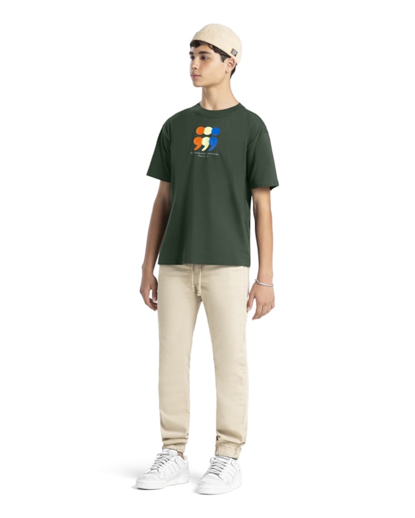 Camiseta Juvenil Oversize com Estampa Frontal - BaseD - Basílico