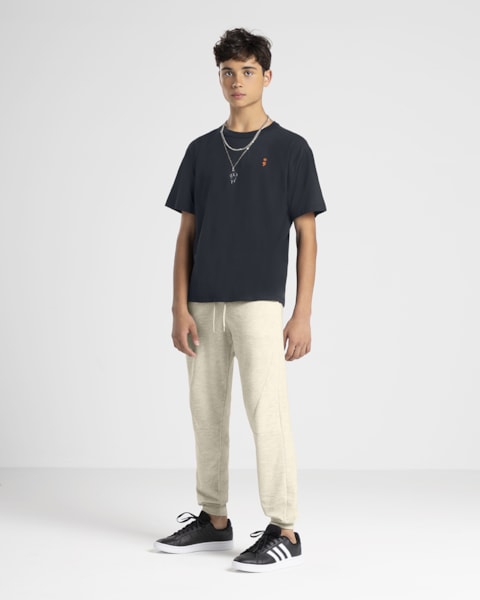 Camiseta Juvenil Oversize em Meia Malha - BaseD - Preto