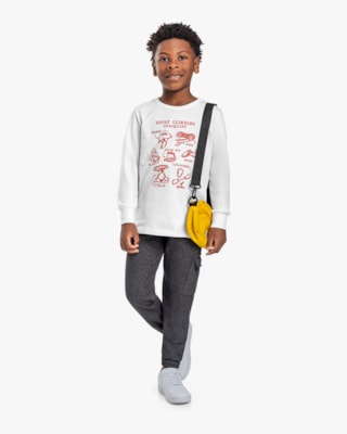 Camiseta Manga Longa Infantil com Estampa - ReiRex - Branco-10