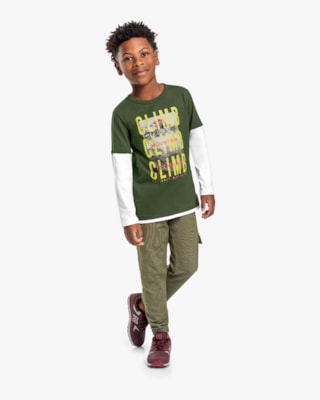 Camiseta Manga Longa Infantil Menino com Estampa - ReiRex - Verde-10