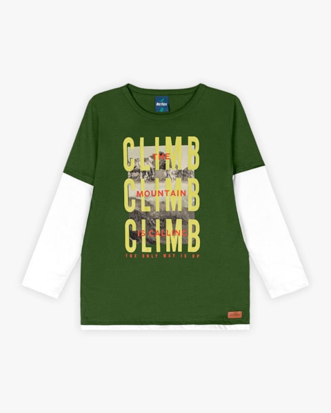 Camiseta Manga Longa Infantil Menino com Estampa - ReiRex - Verde