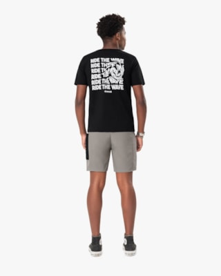 Camiseta Masculina Juvenil em Meia Malha com Estampa - BaseD - Preto