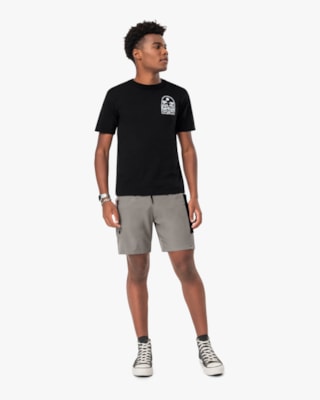 Camiseta Masculina Juvenil em Meia Malha com Estampa - BaseD - Preto
