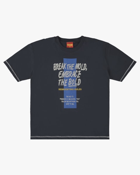 Camiseta Oversize Juvenil com Estampa - BaseD - Preto