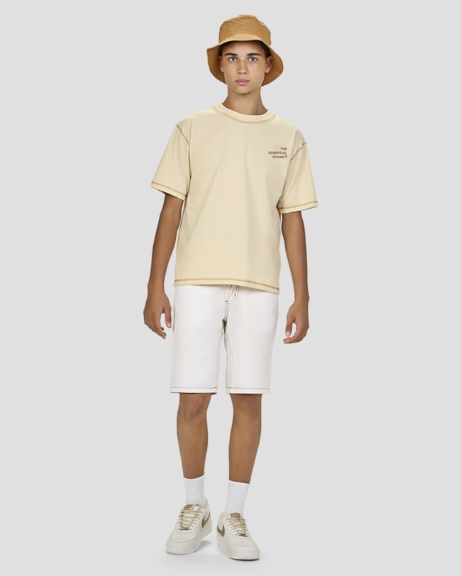 Camiseta Oversize Juvenil Masculina com Costura Contraste - BaseD - Tapioca-943a5593-caee-4ab3-a094-b4dded19c050