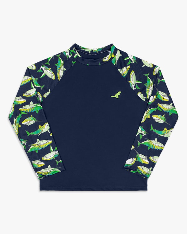 Camiseta Praia Infantil Menino com Manga Estampada - ReiRex - Oxford