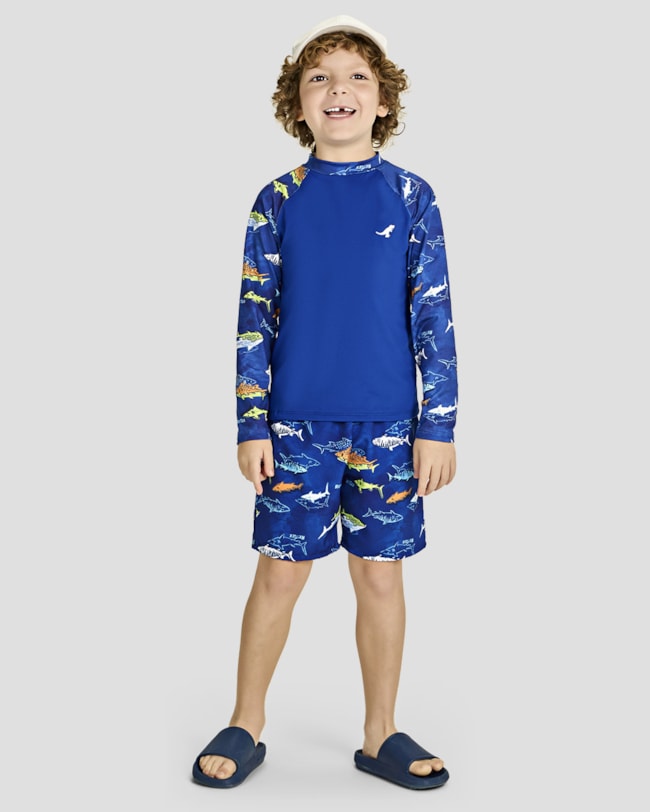 Camiseta Praia Infantil Menino com Mangas Estampada - ReiRex - Azul-854ab371-958e-459b-bb7f-279b8092405a