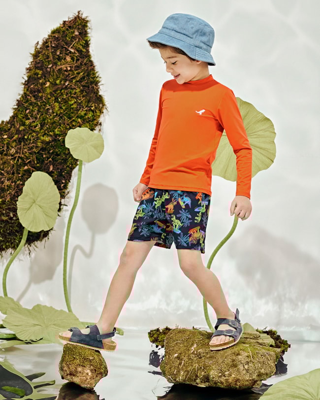 Camiseta Praia Infantil Menino com Proteção UV - ReiRex - Papaia-60c18858-8e1a-4449-b04b-c2b912f19490