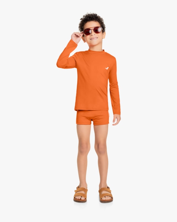 Camiseta Praia Infantil Menino com Proteção UV - ReiRex - Papaia