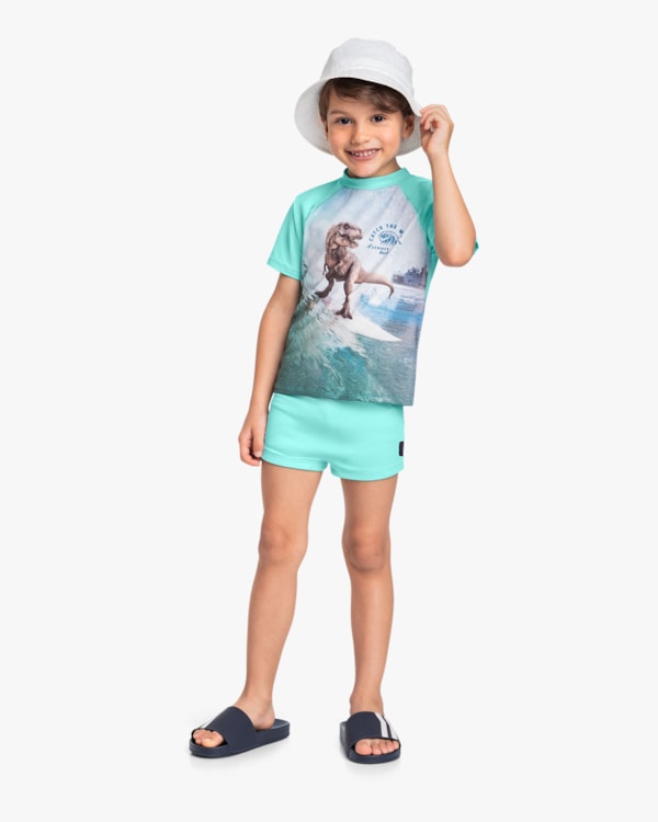 Camiseta Praia Infantil Menino Manga Curta com Estampa - ReiRex - Paraiso