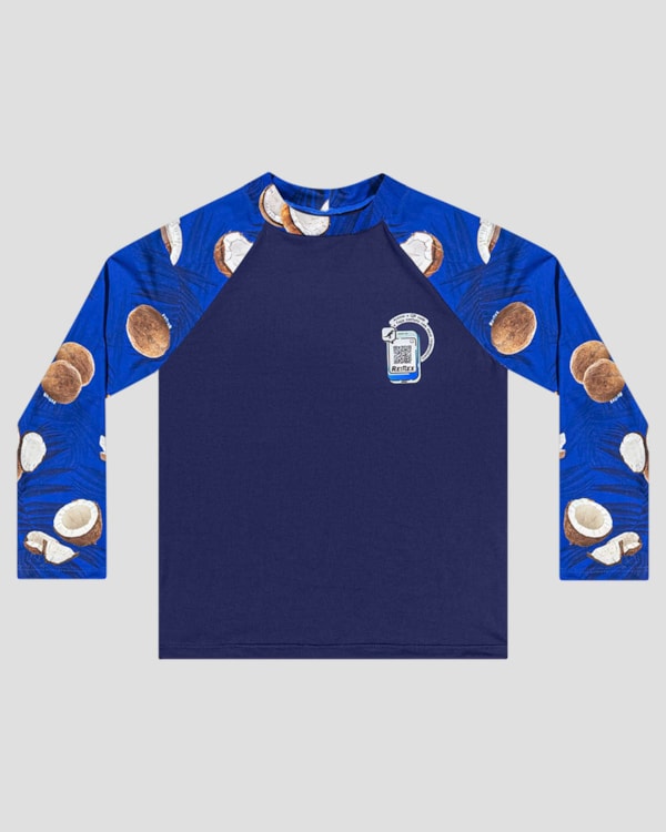 Camiseta Praia Infantil Menino UV 50+ com Qr Code ReiRex Azul