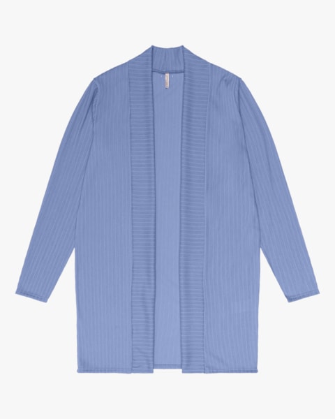 Cardigan Alongado em Malha Cotelê Cereja Rosa Nuvem