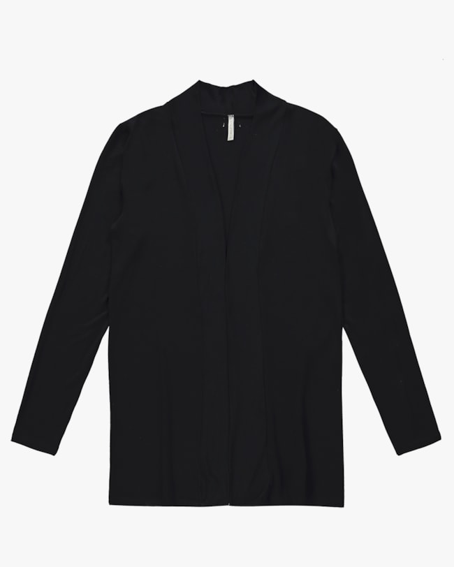 Cardigan Alongado em Malha Tricot e Viscose - Cereja Rosa - Preto P-ce603fec-fe54-4834-bb59-393ec36aad1a