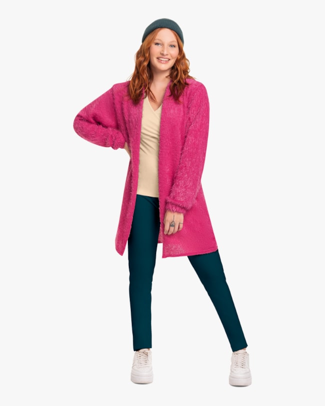 Cardigan Alongado em Tricô Cereja Rosa Babalu-91c551ab-5d86-418b-bf0a-5c03ad5dd2c6