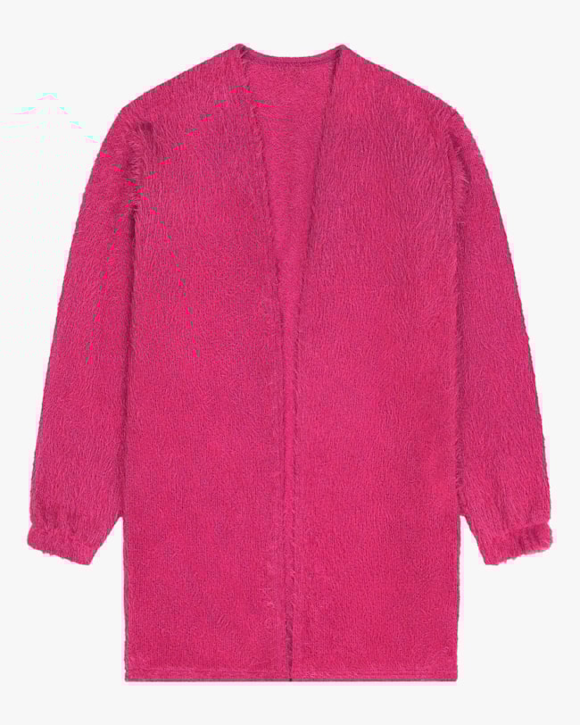 Cardigan Alongado em Tricô Cereja Rosa Babalu-ca28a960-6303-4e07-bb41-df1ca615898e