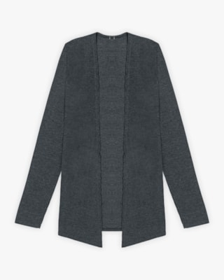 Cardigan Básico Feminino em Ribana Canelada - Dark Mescla