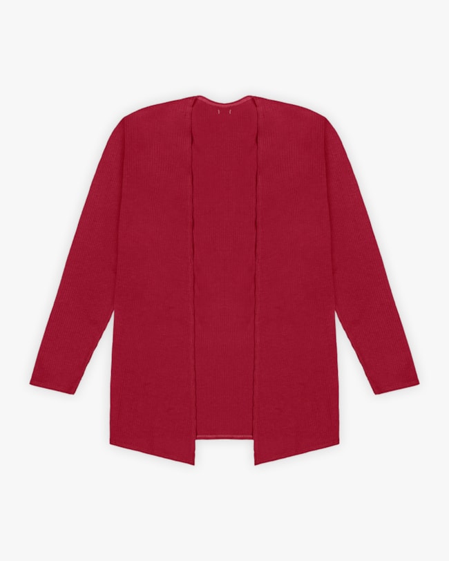 Cardigan Básico Plus Size em Ribana Canelada - Cereja Rosa - Cherry Red-ffe67f4d-c8df-4bc4-9a56-099353e88401