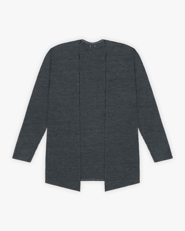 Cardigan Básico Plus Size em Ribana Canelada - Cereja Rosa - Dark Mescla