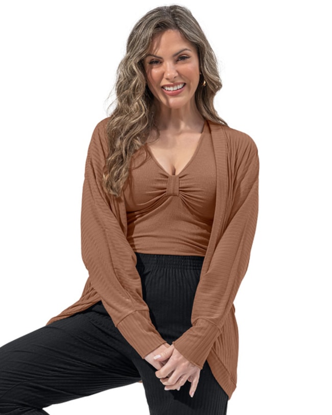 Cardigan Canelado Feminino Cereja Rosa Alongado-77f0b38a-cdf1-45b6-a6ac-05efd8ac6436