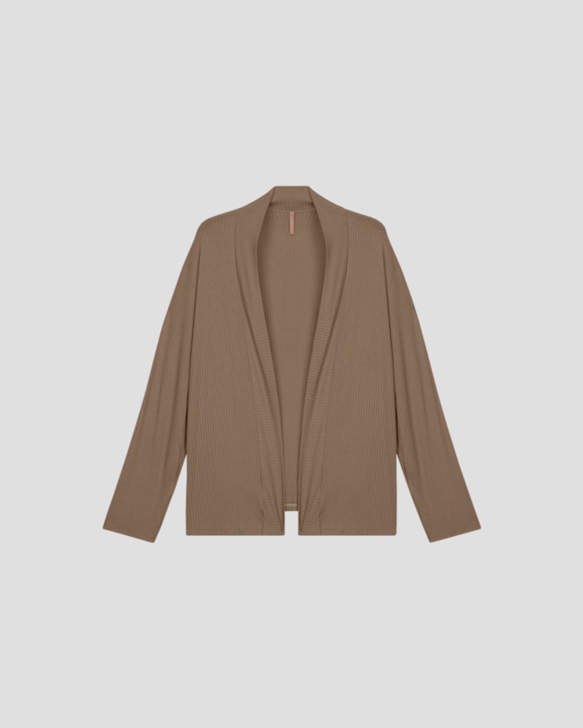 Cardigan Feminino Plus Size em Viscose Canelada - Cereja Rosa - Marrom-92d33799-f5ab-4d2b-a03c-8d1cb3876b84