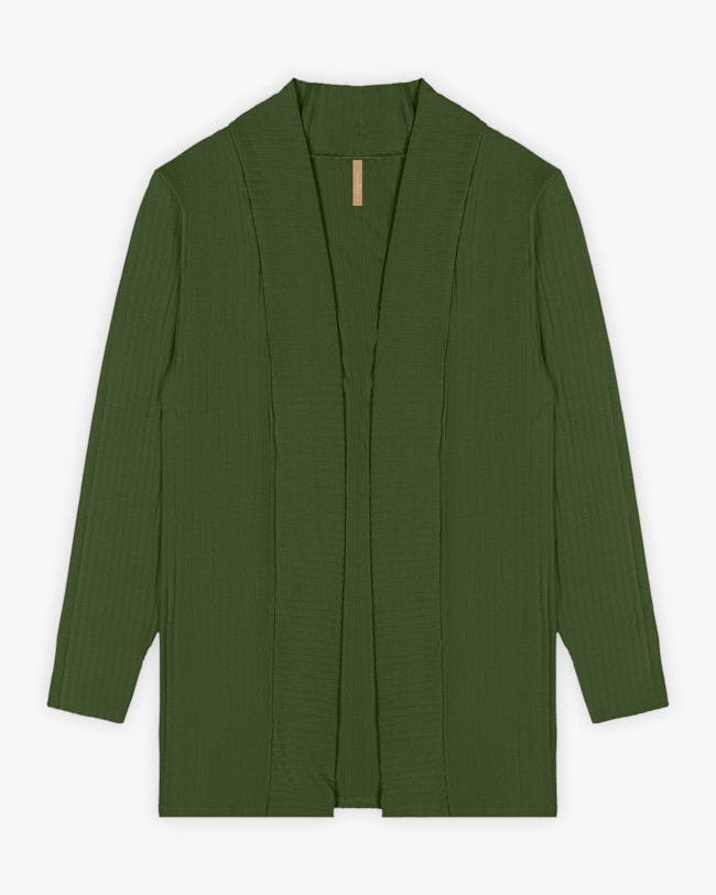 Cardigan Feminino Plus Size em Viscose Canelada - Cereja Rosa - Militar-ebfc2476-457f-4b28-84d6-eb97405ce844