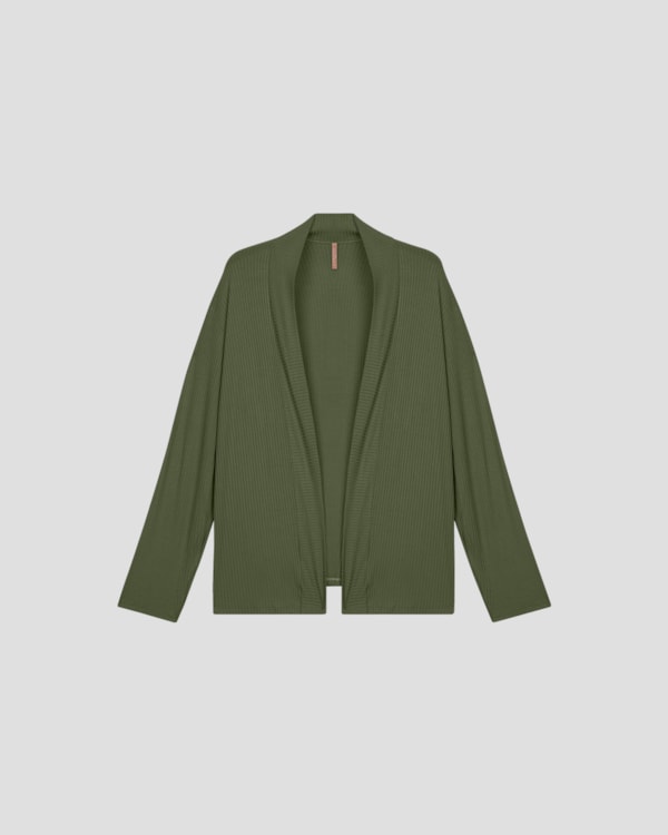 Cardigan Feminino Plus Size em Viscose Canelada - Cereja Rosa - Verde