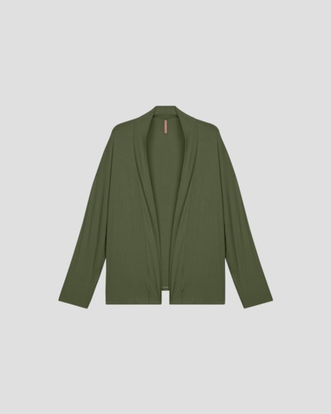 Cardigan Feminino Plus Size em Viscose Canelada - Cereja Rosa - Verde