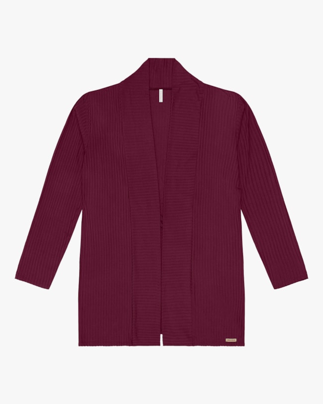 Cardigan Plus Size em Malha Canelada Cereja Rosa Vinho-d35015a3-9bc2-454f-bfe4-408b60cb548a