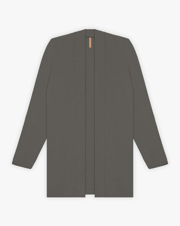 Cardigan Plus Size em Malha Crepe com Bolso - Cereja Rosa - Dark Gray