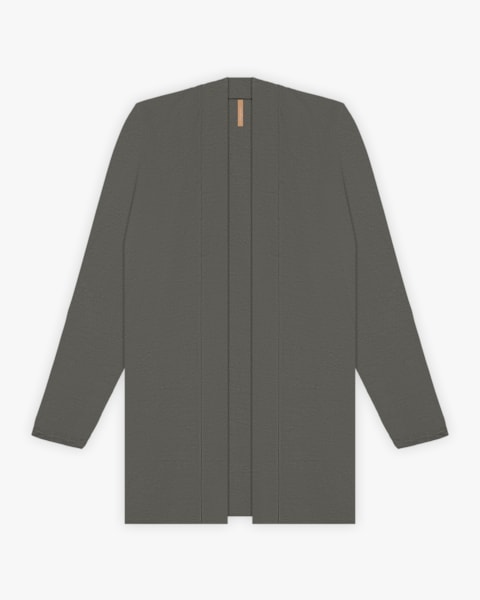 Cardigan Plus Size em Malha Crepe com Bolso - Cereja Rosa - Dark Gray