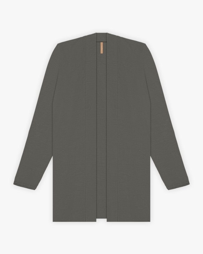 Cardigan Plus Size em Malha Crepe com Bolso - Cereja Rosa - Dark Gray-dc6b5d0c-f8b3-4fd8-8ee8-0ac2d2be280d