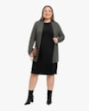 Cardigan Plus Size em Malha Crepe com Bolso - Cereja Rosa - Dark Gray-a167f67e-3007-4dcc-bf8e-acfae9e4b387