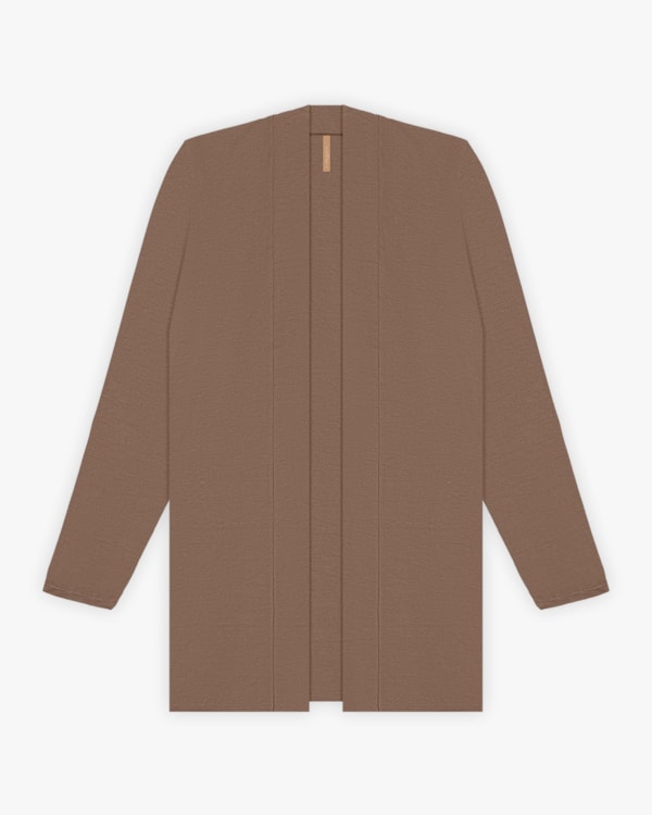 Cardigan Plus Size em Malha Crepe com Bolso - Cereja Rosa - Macchiato
