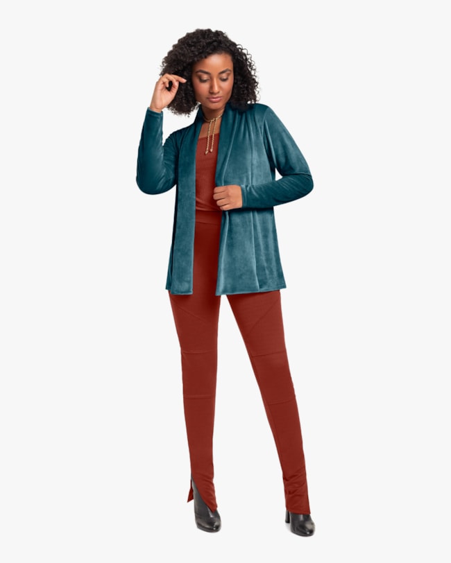 Casaco Feminino em Malha Veludo Cereja Rosa - Verde-30328612-f60c-4d94-8de3-4c74055049c3