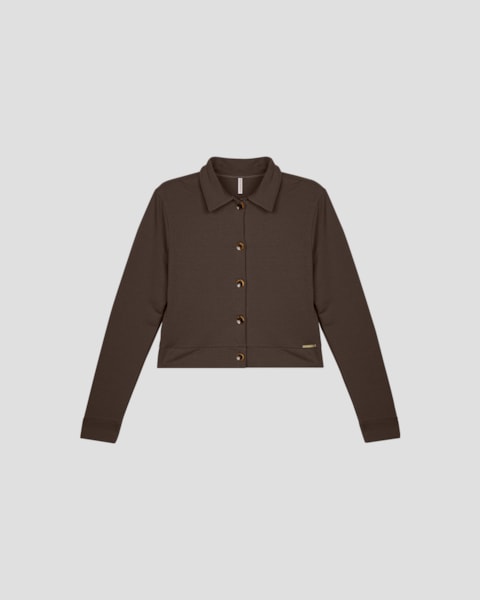 Casaco Feminino em Molecotton com Botões - Cereja Rosa - Marrom