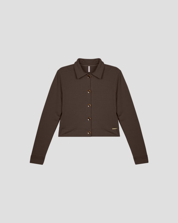 Casaco Feminino em Molecotton com Botões - Cereja Rosa - Marrom