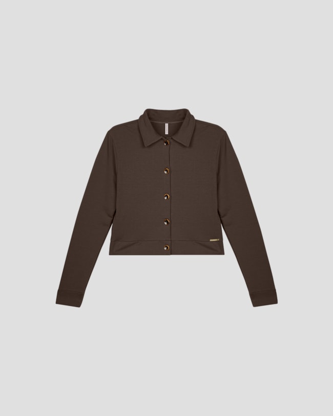 Casaco Feminino em Molecotton com Botões - Cereja Rosa - Marrom-71de9730-2f3c-4639-8ae0-fb70f606eb01