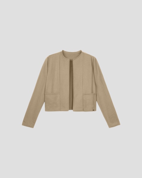 Casaco Feminino em Moletinho com Bolso - Cereja Rosa - Bege