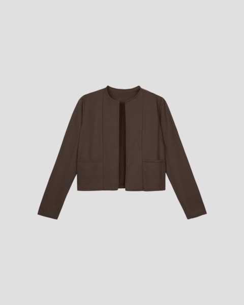 Casaco Feminino em Moletinho com Bolso - Cereja Rosa - Marrom