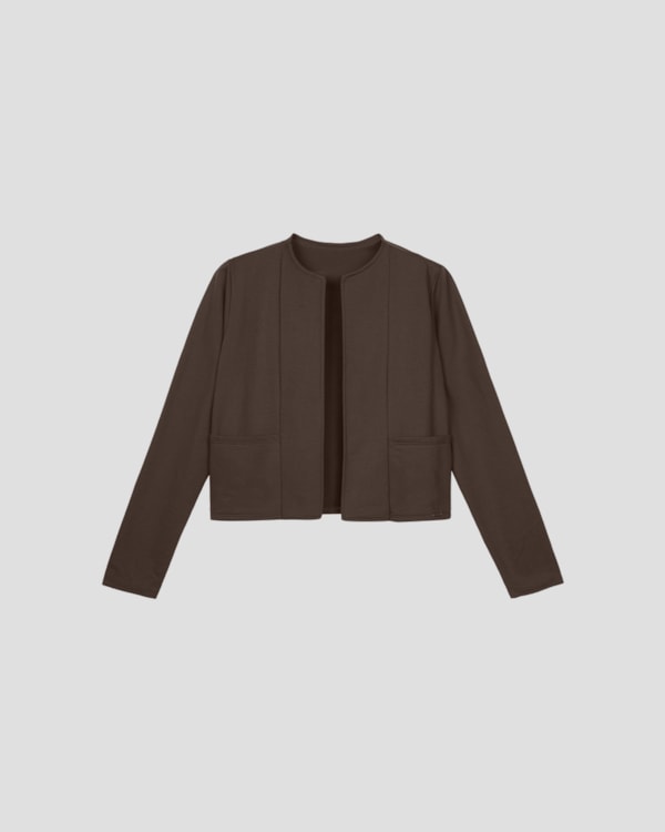 Casaco Feminino em Moletinho com Bolso - Cereja Rosa - Marrom