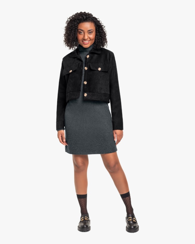 Casaco Feminino em Tecido Veludo Cereja Rosa Preto-e1548976-72ef-4da6-b110-d12c1a5fdaa3