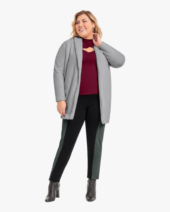 Casaco Feminino Plus Size em Pelo Teddy Cereja Rosa Grey-bdc5bce6-609a-4125-9cd1-680232410b4b